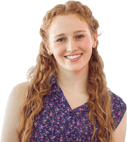 transparent portrait of smiling young student with long red hair - Download Free Stock Videos Pikwizard.com