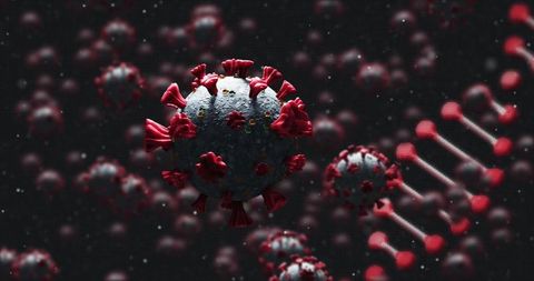 Coronavirus Cells Interacting with Spinning DNA Strands