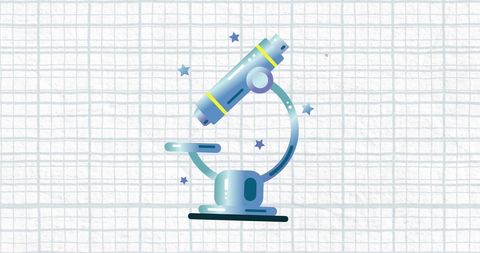 Digital Microscope Illustration on Gridded Background