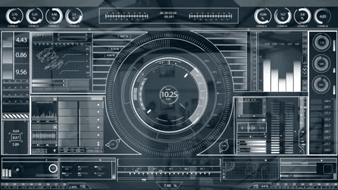 Futuristic HUD Infographics Display with Data Analytics