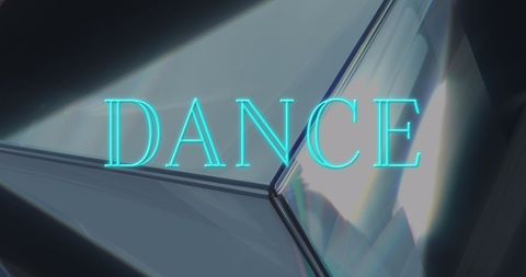 Illuminated dance text over futuristic crystal background