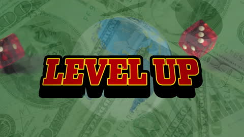 Level Up Concept: Dice and Globe background