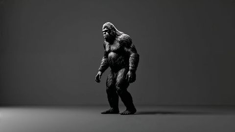 Mysterious majestic humanoid creature in studio