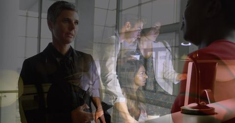 Business collaboration montage over office environment