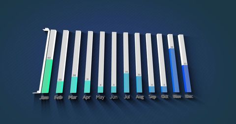 3D Bar Graph Displaying Data Across Months on Dark Background - Download Free Stock Images Pikwizard.com