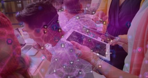 Digital Network Connections in Modern Office Workspace - Download Free Stock Images Pikwizard.com