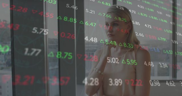 Pensive Businesswoman Analyzing Stock Market Trends in Office - Download Free Stock Images Pikwizard.com