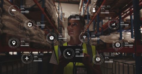 Warehouse Worker Using Digital Data Solutions - Download Free Stock Images Pikwizard.com
