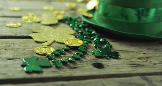 St. Patrick’s Day Decorations with Green Hat, Shamrocks, and Gold Coins - Download Free Stock Images Pikwizard.com