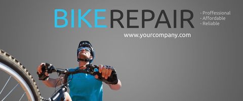 Bicycle Repair Services Advertising with Cyclist and Modern Design