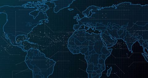 Digital World Map with Data Connections Linking Continents - Download Free Stock Images Pikwizard.com
