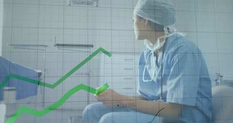 Reflective Doctor with Data Animation Overlay