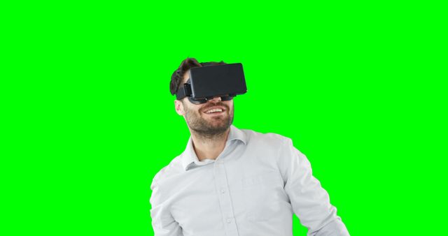 Man Wearing VR Headset Against Green Screen - Download Free Stock Images Pikwizard.com