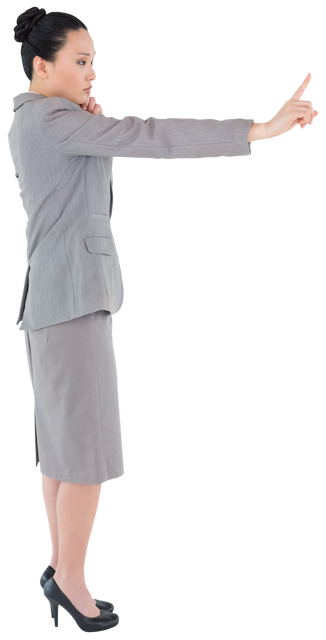 Professional Businesswoman Pointing with Focused Expression on Transparent Background - Download Free Stock Videos Pikwizard.com