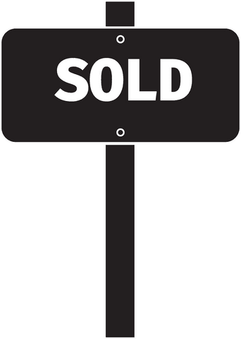 Black sold sign isolated on transparent background