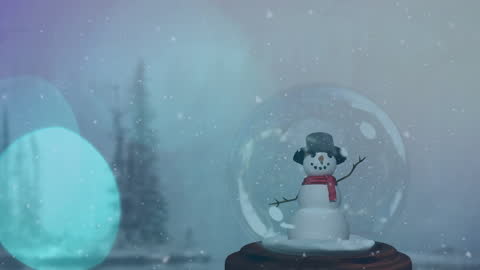 Snowman in Snow Globe with Falling Snowflakes Animation