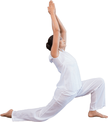 Hispanic Woman Practicing Yoga on Transparent Background