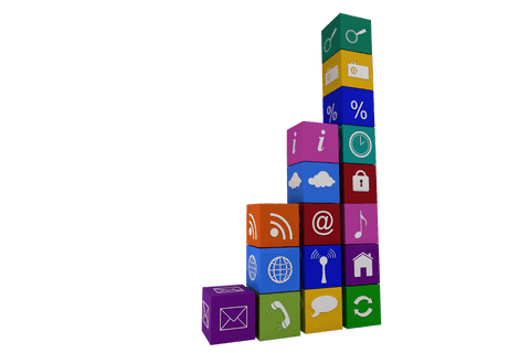 digital stacks of cubes with symbols on transparent background - Download Free Stock Videos Pikwizard.com