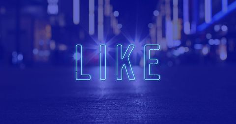 Neon like text over night cityscape