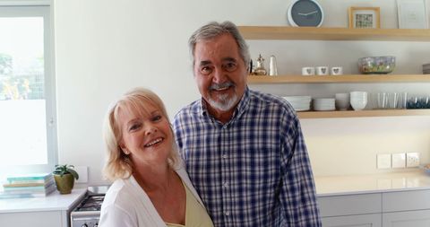Happy Senior Couple Smiling in Bright Modern Kitchen - Download Free Stock Images Pikwizard.com