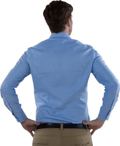 transparent rear view businessman with hands on hips showing confidence - Download Free Stock Videos Pikwizard.com