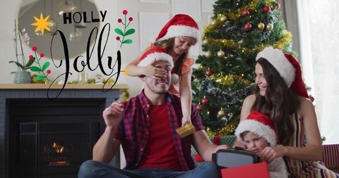 Happy Family Celebrating Christmas Morning Together