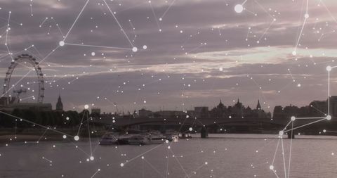 Digital Overlay of Data Lines on London Cityscape