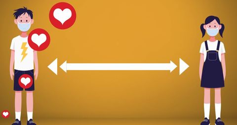 Children Social Distancing Concept with Heart Icons - Download Free Stock Images Pikwizard.com