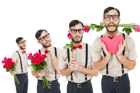 Transparent Romantic Man in Love Posing with Roses and Heart - Download Free Stock Videos Pikwizard.com