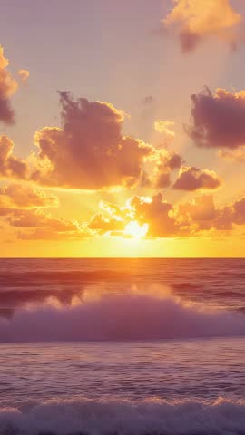 Sunset Silhouette Wading Through Pastel Waves | Vertical Ocean Twilight Video