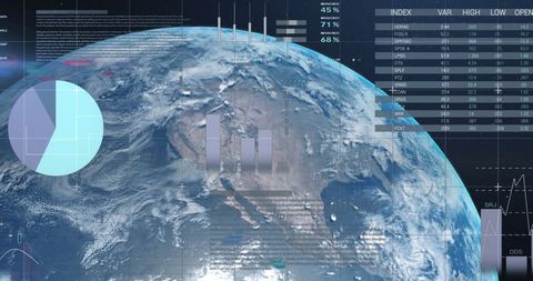 Planet Earth Merged With Digital Data Indicators - Download Free Stock Images Pikwizard.com