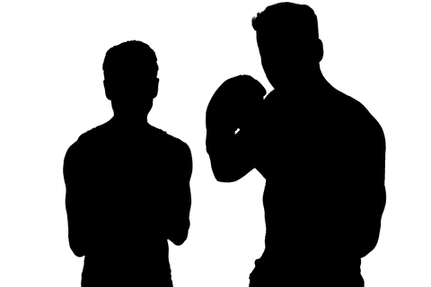 Transparent silhouette of men boxing on transparent background