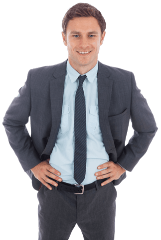 Confident Businessman Standing with Positive Expression Transparent Background