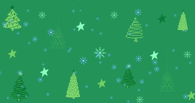 Festive Christmas Trees and Snowflakes on Green Background - Download Free Stock Images Pikwizard.com