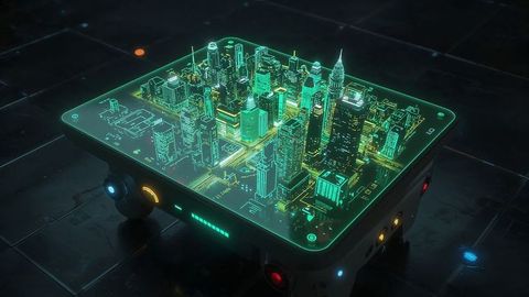 Holographic city projection in high-tech environment