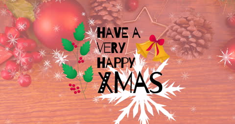 Festive Christmas Animation with Falling Snow and Decorations