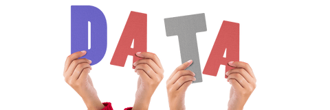 Hands Holding Letters Spelling Data on Transparent Background