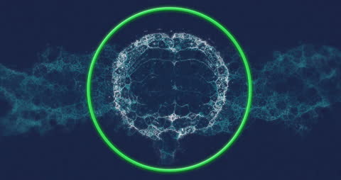 Futuristic Brain and DNA with Neon Elements