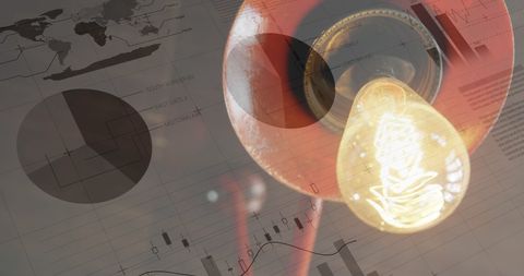 Illuminated Bulb Amidst Overlapping Graphs and Analytics - Download Free Stock Images Pikwizard.com