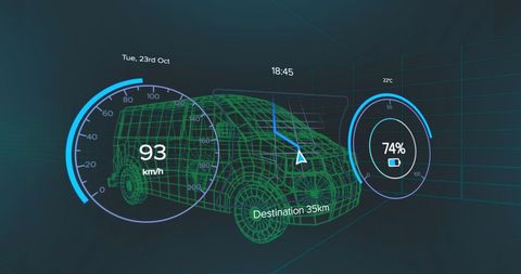 Electric Car Dashboard Data Interface with 3D Wireframe - Download Free Stock Images Pikwizard.com