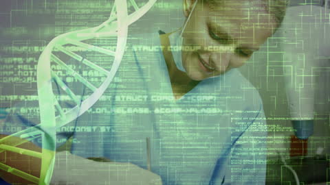 Futuristic Dentistry Concept with Genetic Data Overlay