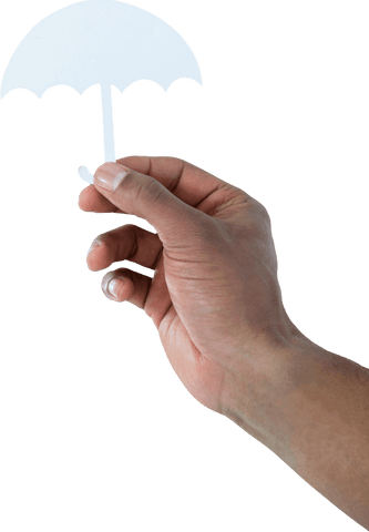 Transparent paper cutout umbrella held by hand
