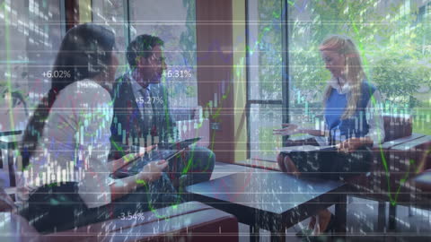 Business Team Analyzing Financial Data and Statistics