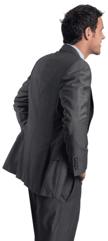Transparent Confident Businessman Smiling with Hands on Hips