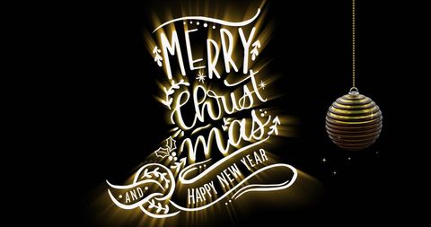 Elegant Merry Christmas and Happy New Year Greeting Card