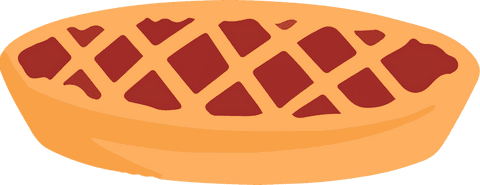 Golden lattice fruit pie with red filling on transparent background