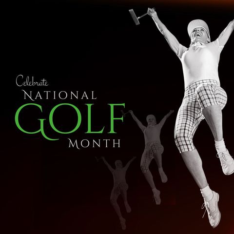 celebrating national golf month with joyful golfer - Download Free Stock Templates Pikwizard.com