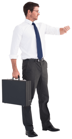 transparent businessman holding briefcase checking time - Download Free Stock Videos Pikwizard.com