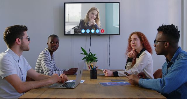 Multicultural Team on Video Conference Call in Modern Office - Download Free Stock Images Pikwizard.com