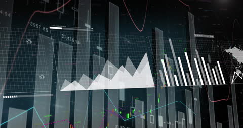Financial Data Analytics Overlaying Modern Cityscape